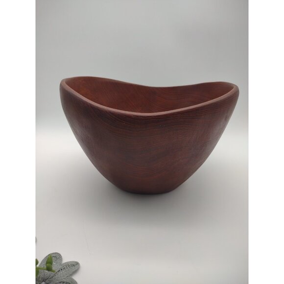 Vintage MCM Teak Wood Salad Serving Bowl, with Wood & Steel Tongs, READ - Picture 4 of 17